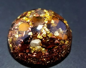 Mini Dome Orgonite Tiger Eye Gold