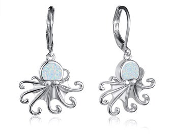 Octopus Earrings Silver Gold plated