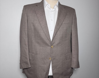 Chester Barrie Sport Coat Mens 46R Brown Windowpane Wool Alpaca Blazer England