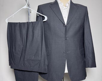 Vintage Brooks Brothers 346 Suit Mens 43R 36x28 Gray Solid Stretch 3-Button