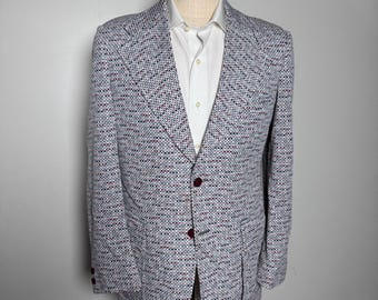 1970s Richman Brothers Sport Coat Mens 38L Multicolor Geometric Vintage Blazer