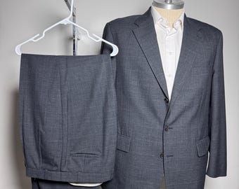Chaps Ralph Lauren Anzug Herren 48L W38 Grau Glen Plaid 3-Knopf Wolle Vintage