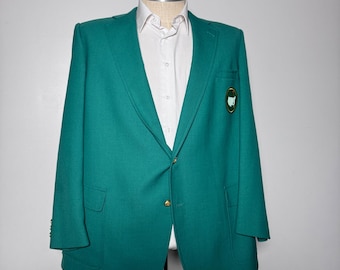 Palm Beach Blazer Mens Big & Tall Green Solid Masters Style Golf Jacket Vintage
