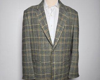 Vtg Structure Sport Coat Mens M Brown Green Glen Plaid Italian Vintage Blazer