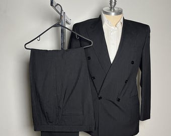 Zeidler & Zeidler Suit Herren 42R 36W Charcoal Solid Zweireiher Wolle Kanada