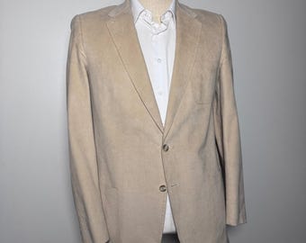 UNW Vintage Ultra Suede Blazer Mens 42L Tan Solid Notch Lapel Two Button USA