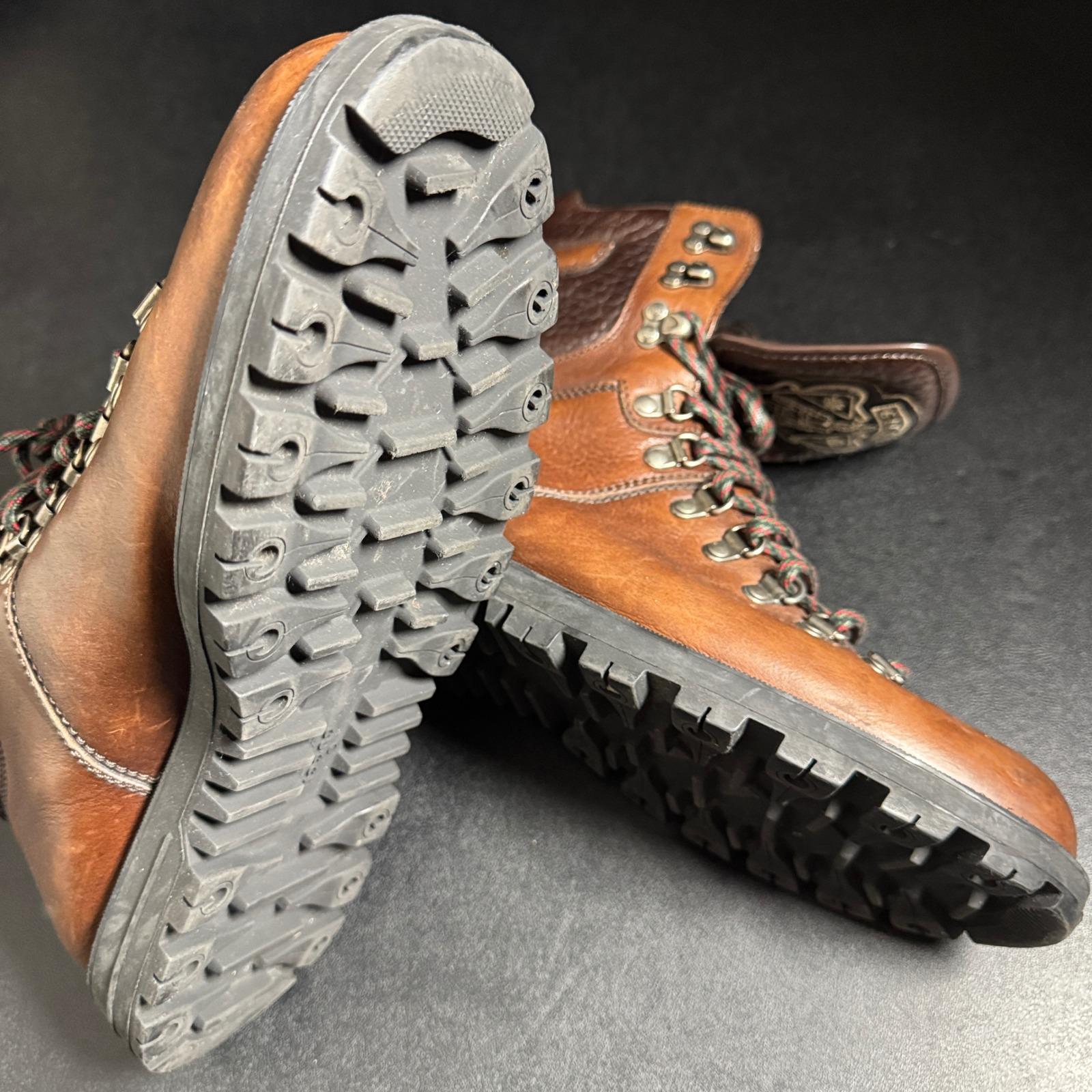 Gucci Crest Brown Leather Hiking Boots‎ Mens Size 8.5 181853 G luxury-men-gucci-used-shoes-  main image 3
