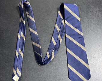 Brooks Brothers Necktie Mens OS Blue Gold Striped Silk Repp Woven in England
