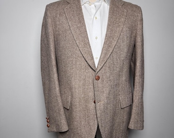 Kuppenheimer Blazer Mens 40R Brown Herringbone Wool Tweed Academic Sport Coat