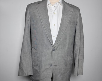 1980s Brooks Brothers Blazer Mens 38S Grey Notch Lapel Two Button Made in USA
