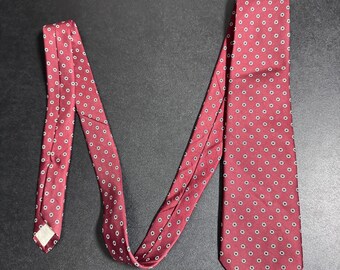 Brooks Brothers Necktie Mens OS Burgundy Red Medallion Silk Printed in England