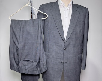 Vintage Brooks Brothers Suit Mens 48L W38 Grey Glen Plaid Brooksease Wool