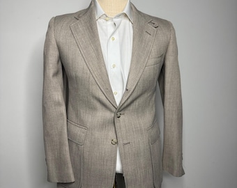 Vintage 70s Pierre Cardin Tan Blue Orange Striped Herringbone