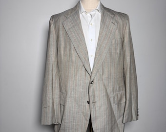 1970s Cricketeer Blazer Mens 42R Tan Pinstripe Vintage Two Button Sport Coat