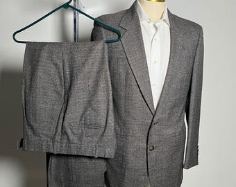 Jean-Paul Germain 2-Piece Suit Mens 41L 32W Grey Glen Plaid Vintage 2-Button