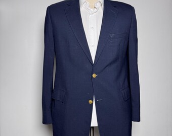 Vintage Brooks Brothers 346 Mens Navy Wool Blazer Gold Buttons 40L