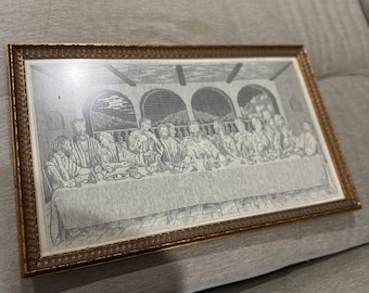 Vintage Framed Last Supper Religious Wall Art Decor