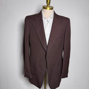Blazer Hart Schaffner & Marx de los años 70 para hombre, talla 40R, marrón, texturizado, estilo disco, con bolsillo de parche.