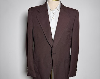 1970s Hart Schaffner & Marx Blazer Mens 40R Brown Textured Disco Patch Pocket