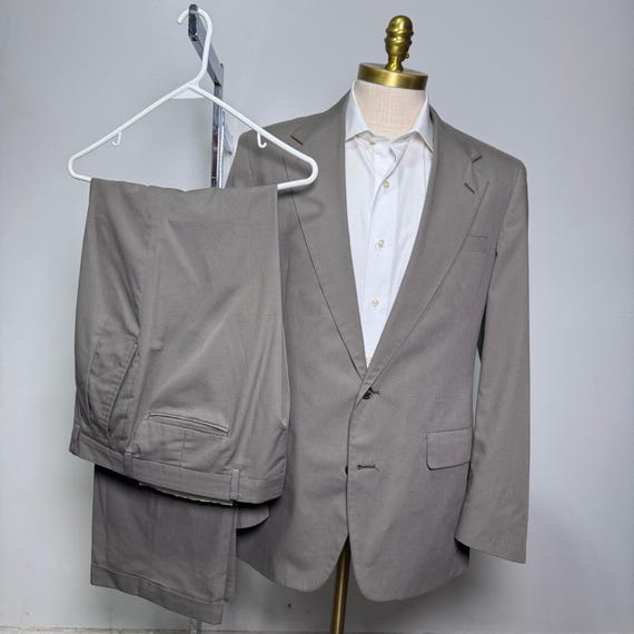 Gant, Gant 2-Piece Suit Mens 39L W34 Gray Solid Notch 2-Button Ventless Flat Front