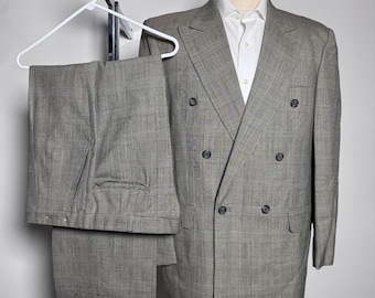 Marc jeffries Anzug Herren 40 35x28 Grau Glen Plaid Zweireiher Wolle Vintage