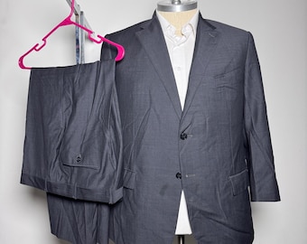 1990s Brooks Brothers Vintage Mens Charcoal Pinstripe Wool Suit 43R 34W