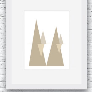 Scandinavian Print, Geometric Mountain Print, Modern Mountain Art, Minimalist Mountain, Beige Wall Print, Scandinavian Art, Nordic Design image 1