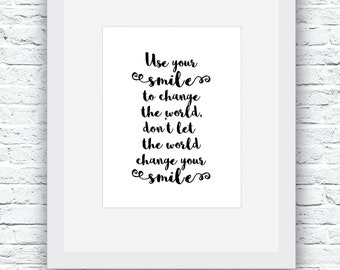 Smile Quote, Motivational Wall Art, Gifts for Girls, Girls Wall Art, Motivational Quote, Inspiring Quotes, Printable Quotes, Prints