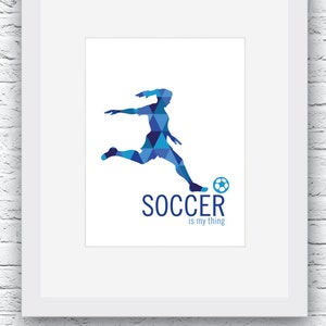 Soccer Wall Art, Girl Soccer Digital Print, Soccer Poster, Girl Soccer Decor, Printable Soccer Wall Art, Girl Poster Soccer,Soccer Gift Blue