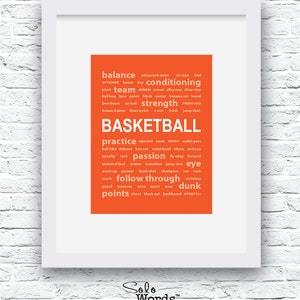 Basketball Decor, Basketball Wall Art, Basketball Print, Orange Basketball Art,Basketball Digital Print,Printable Wall Art,Basketball Poster