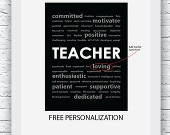 Teacher Gift Ideas, Teacher Gift, Free Personalization, Teacher Print, Teacher Wall Art, Gift for Teacher, Teacher Digital Print