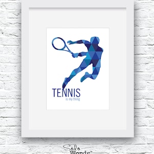 Tennis Digital Print, Tennis Print, Tennis Wall Art, Tennis Decor, Printable Tennis Wall Art, Blue Art, Tennis Poster, Tennis Gift