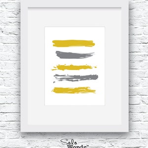 Grey Yellow Decor,Brush Stroke Art, Modern Artwork, Abstract, Mustard and Gray Art, Mustard Decor, Modern Wall Art, Contemporary Art