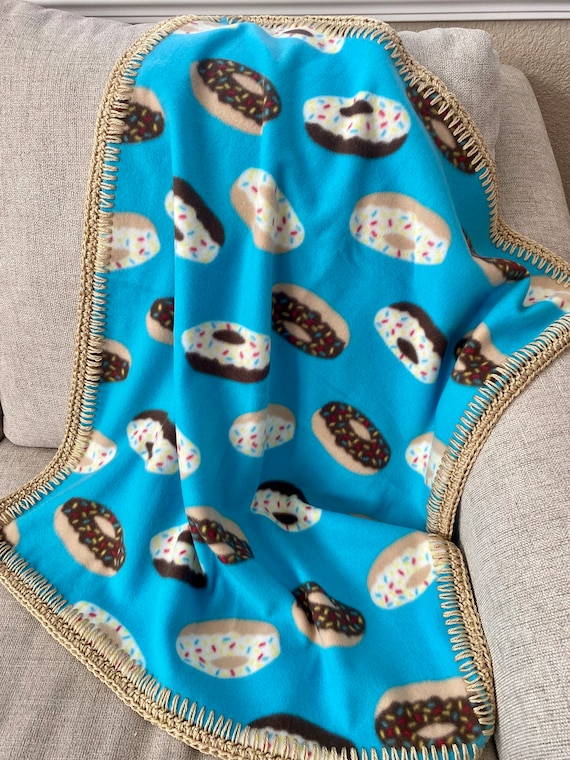 Colorful Donut Fleece Blanket With Crochet Edges Etsy
