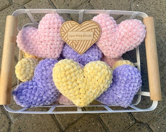 Velvet Soft Crochet Hearts