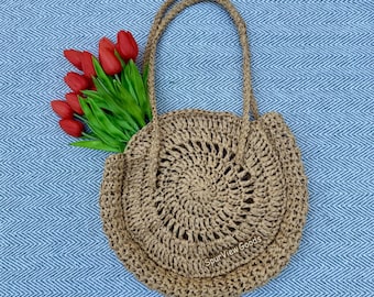 Raffia Handmade Crochet Market Beach Bag