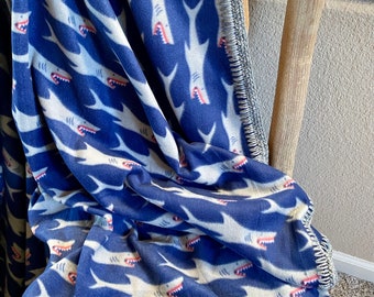 Shark Print Fleece Adult Throw Blanket