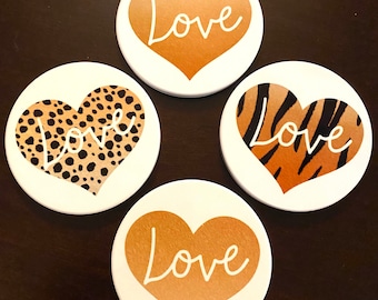 Animal Print Love Coasters