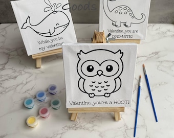 5”x5” Ready to Paint Valentine Canvas with Easel Brush and Paint