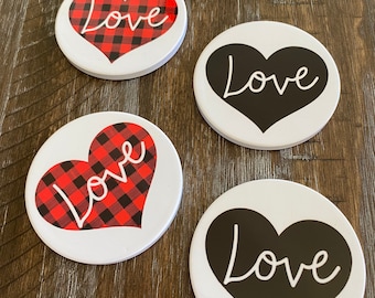 Buffalo Plaid Love Coasters
