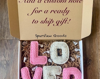 LOVED Gift Box Crochet Letters and Chocolate