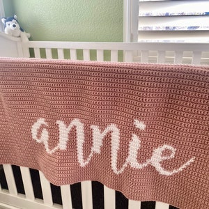 Custom Baby Name Blanket Rose and White