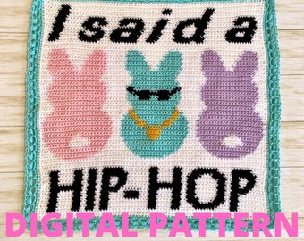 Pattern for Hip Hop Easter Bunny Crochet Wall Hanging