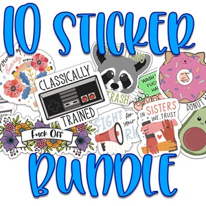 10 sticker bundle vinyl hand drawn stickers etsy