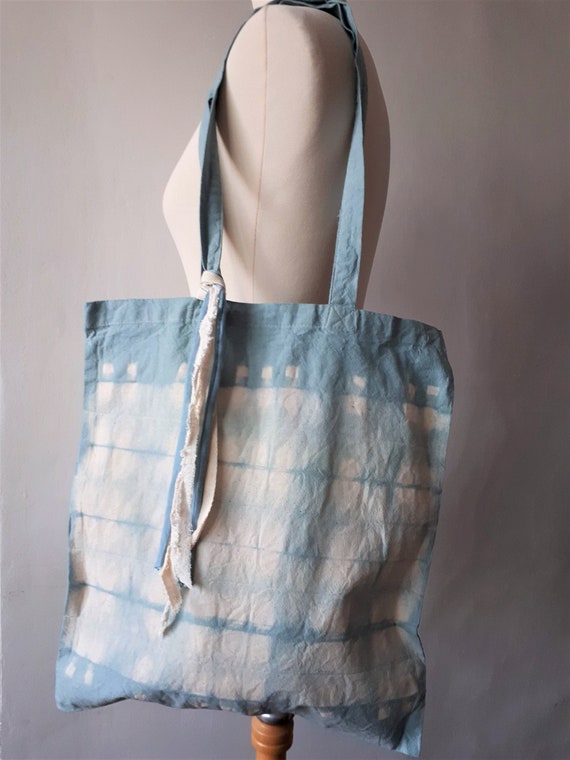 Shibori dyed cotton tote bag. Etsy