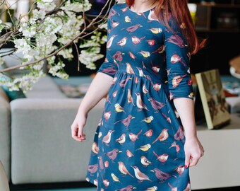 bird print summer dresses
