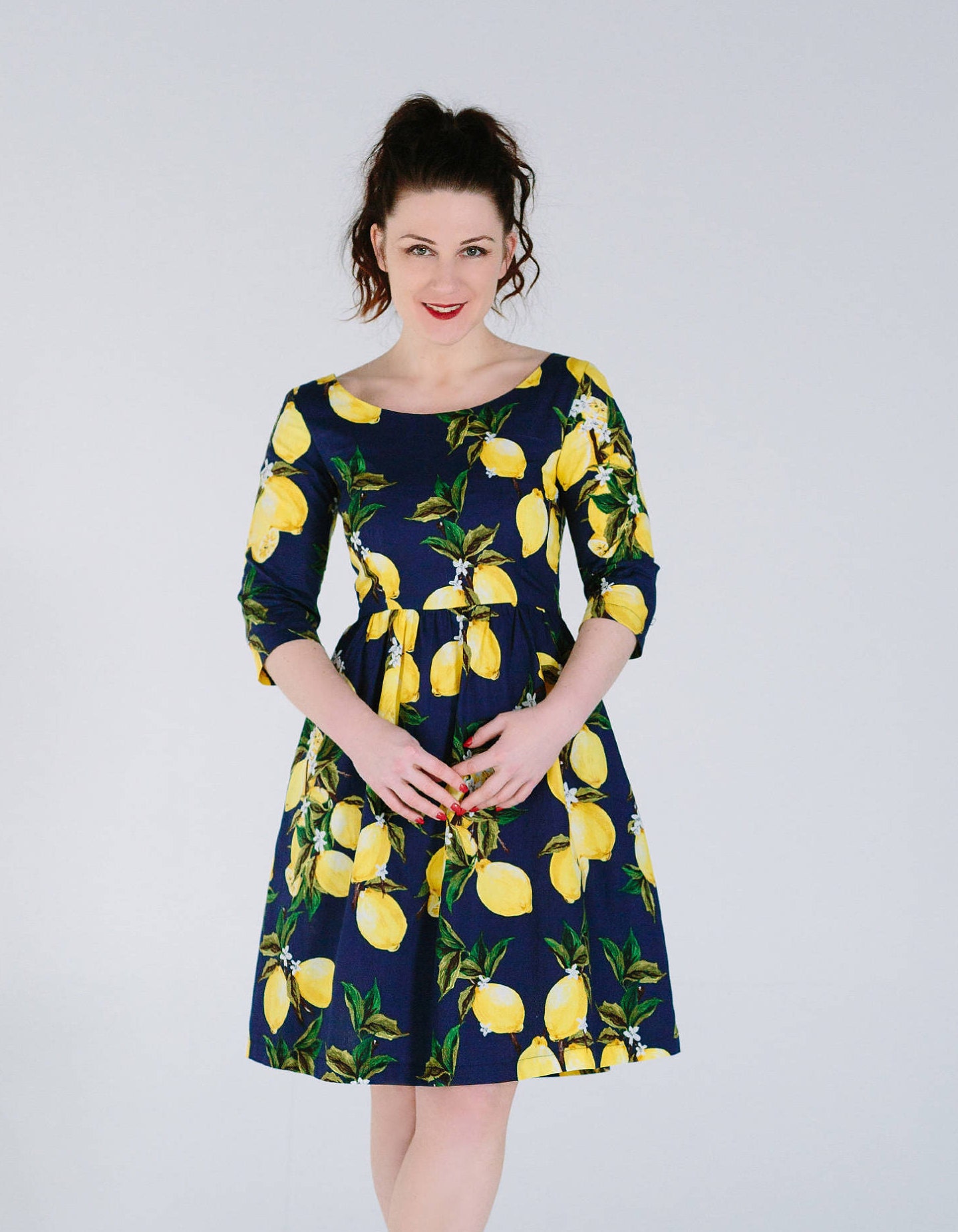 navy blue lemon dress