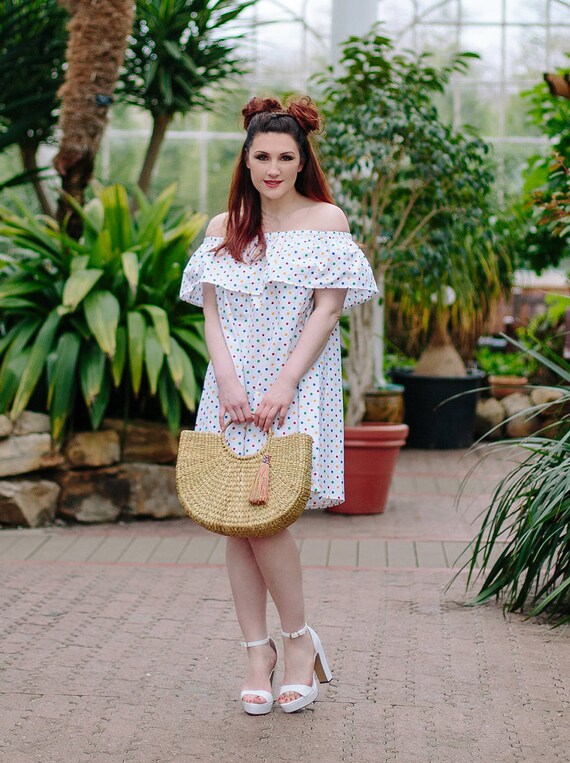 multi coloured polka dot dress