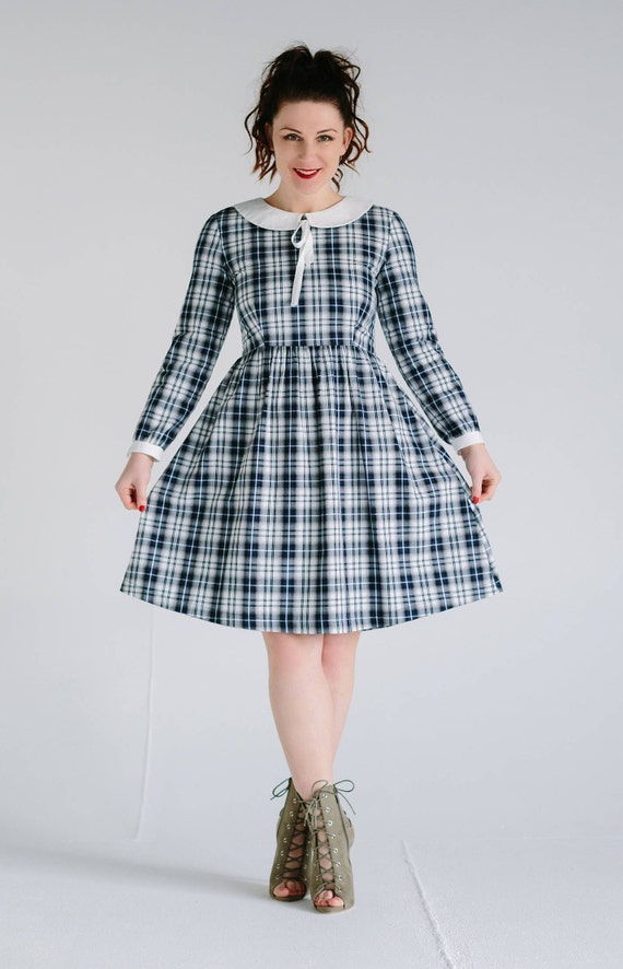 tartan dress with white collar