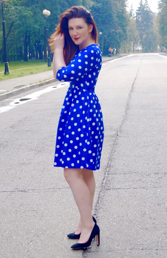 Polka Dot Dress Royal Blue Polka Dot ...